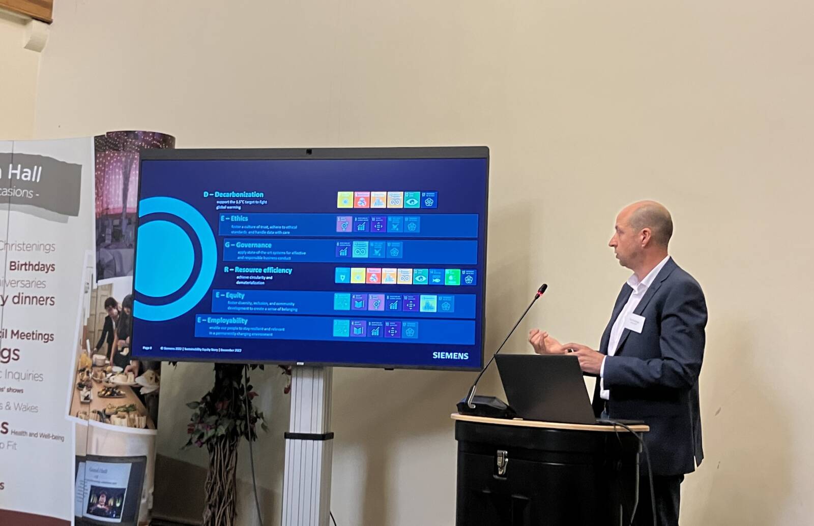 Siemens presenting at the Net Zero Business Conference in 2023