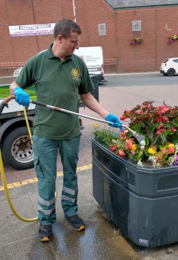 Streetscape watering plants