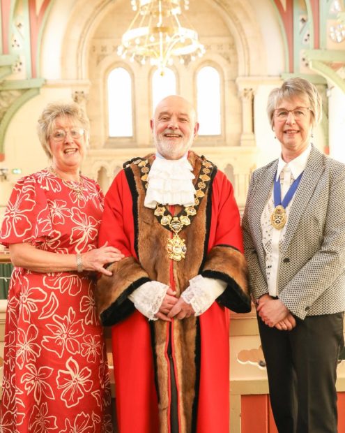 Susan Brittain, Mayoress, Cllr Brittain, Town Mayor and Cllr Firkin, Deputy Mayor.