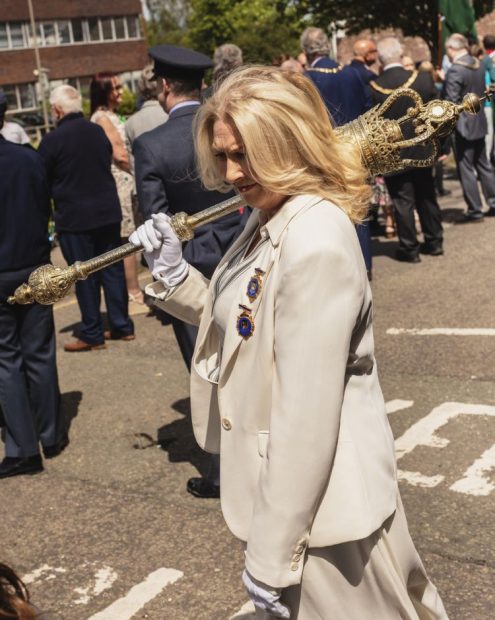Mace Bearer Cllr Sally Holland in the Mayor's Parade