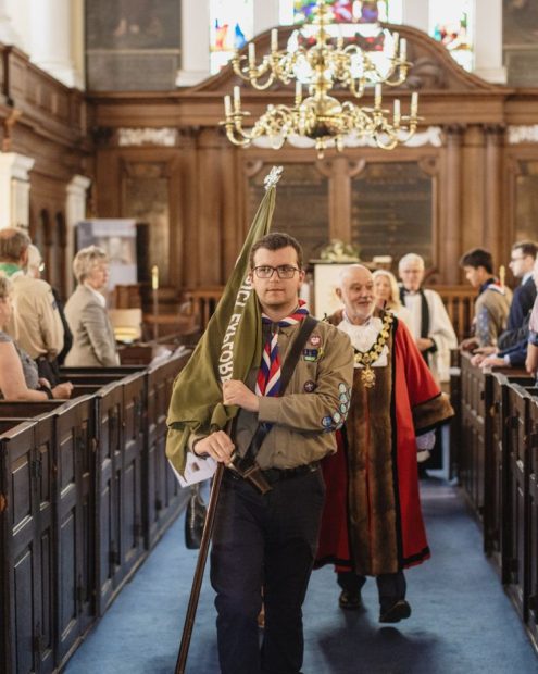 The Mayors Parade entering St Peter's Church