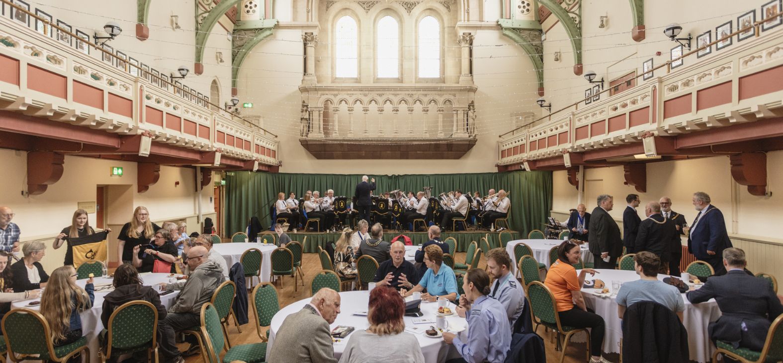 Congleton Town Hall Grand Hall for hire, concert and stage set up