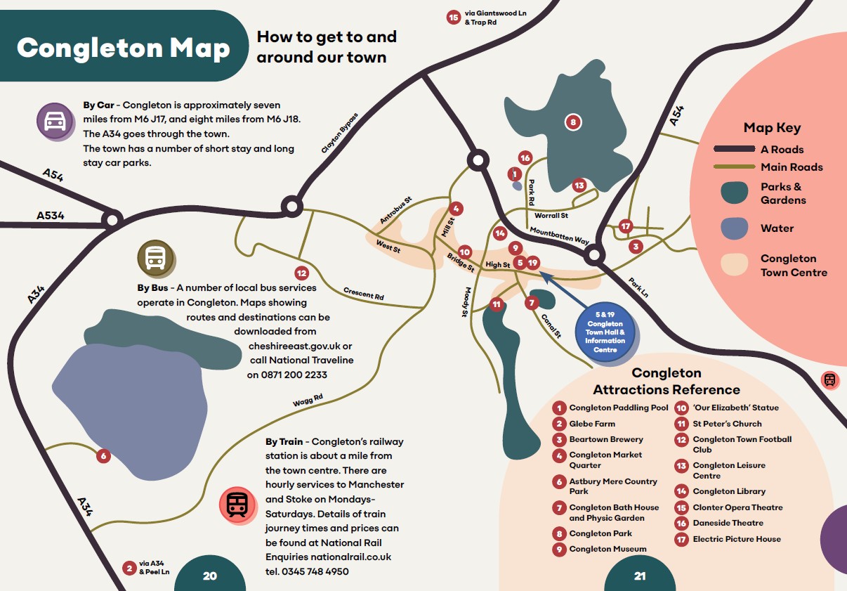 Congleton Town centre map with attractions