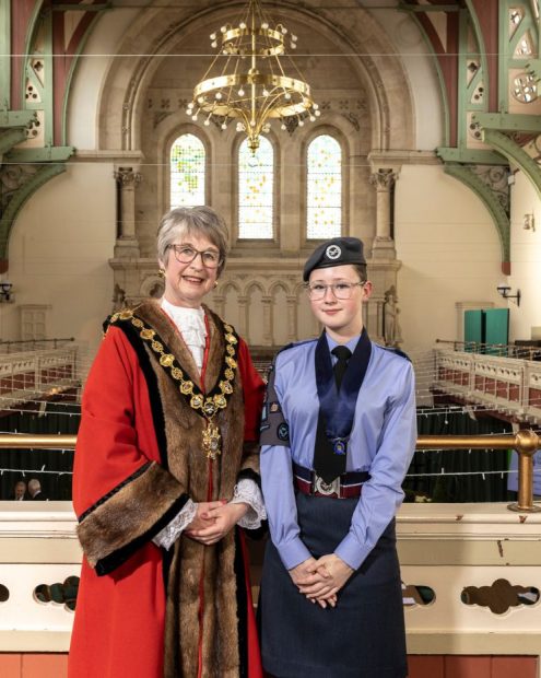 Cllr Suzy Firkin and Mayor's Cadet Faith Wrench